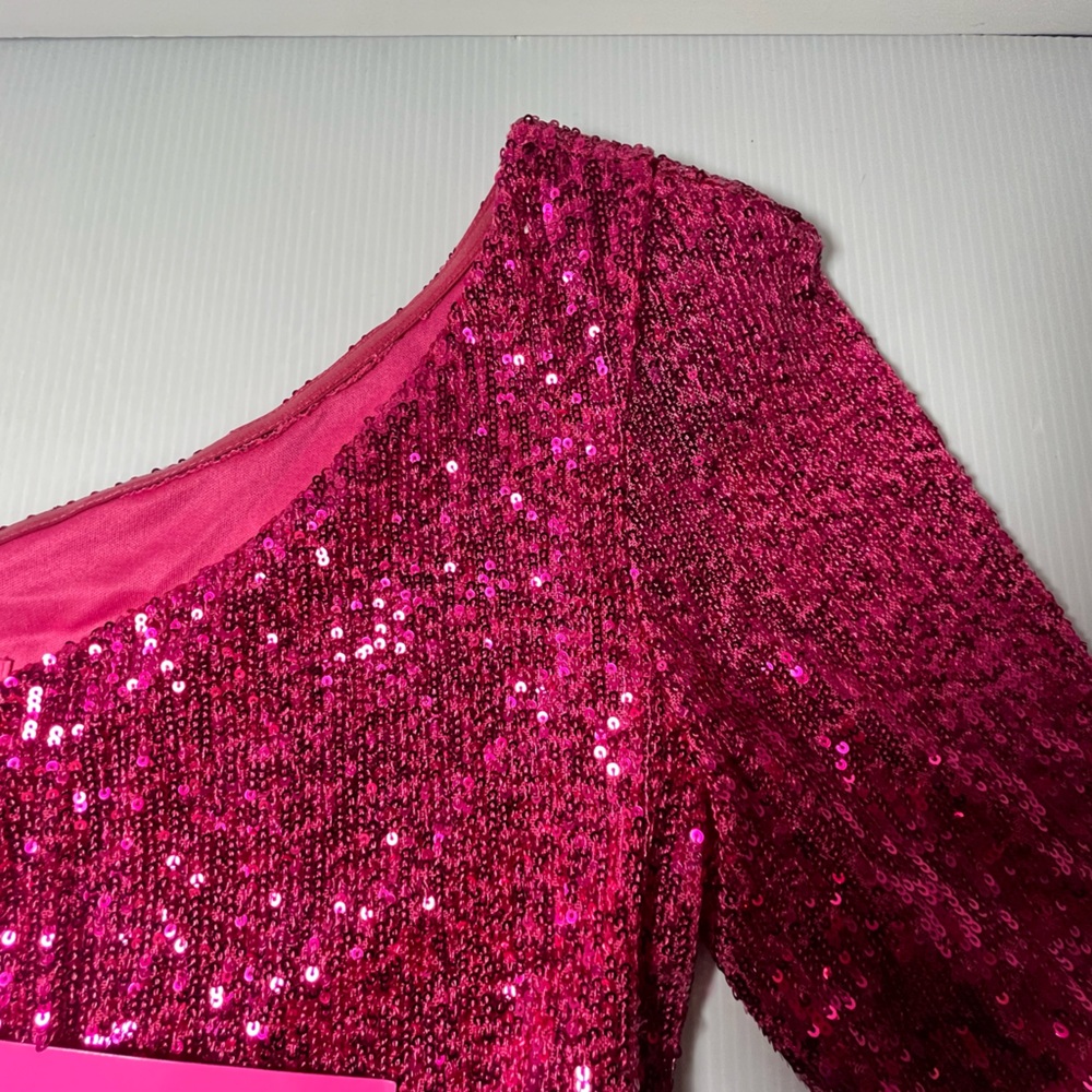 Betsey Johnson Fully Sequenced & Lined Asymmetrical Stretch Mini Dress - Picture 9 of 16